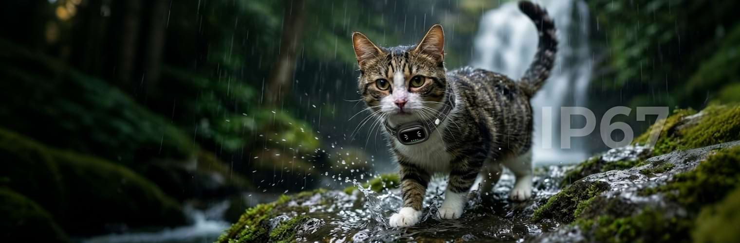 IP67 waterproof training collars for cats, built for outdoor durability while doubling as versatile smart cat toys and interactive cat toys for indoor cats.