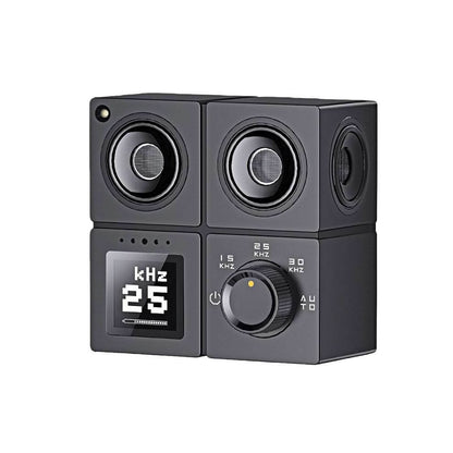 Ultrasonic Dog Bark Deterrent front view featuring LCD screen and smart frequency knob for effective noise control.
