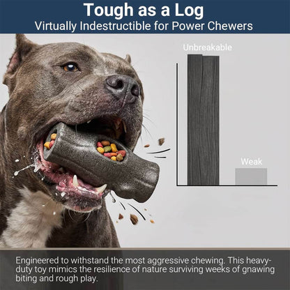 Comparison chart showing indestructible dog toys strength against weak chews for power chewers like Pitbulls.